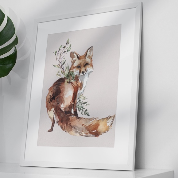 Watercolor Fox Wall Art Print Poster Illustration Unframed - Picture 7 of 10